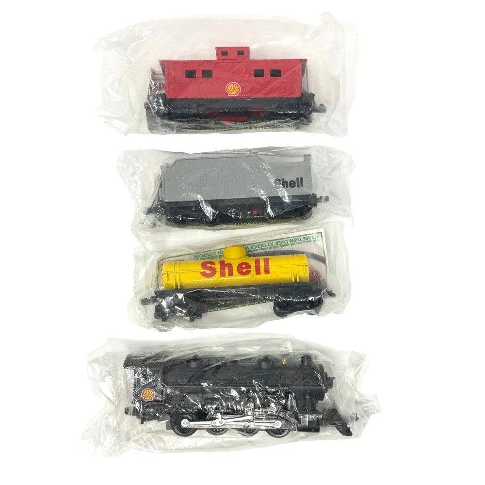 1996 Atlas Shell Oil 4 Pc Die Cast Train Set Sealed Promotional Steam Locomotive